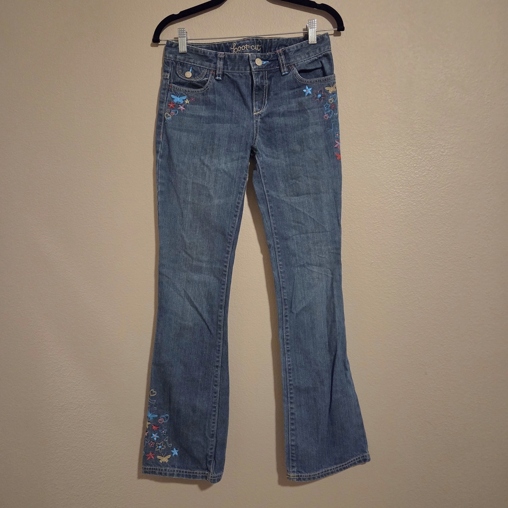 Old Navy Blue Embroidered Girls' Bootcut Jeans